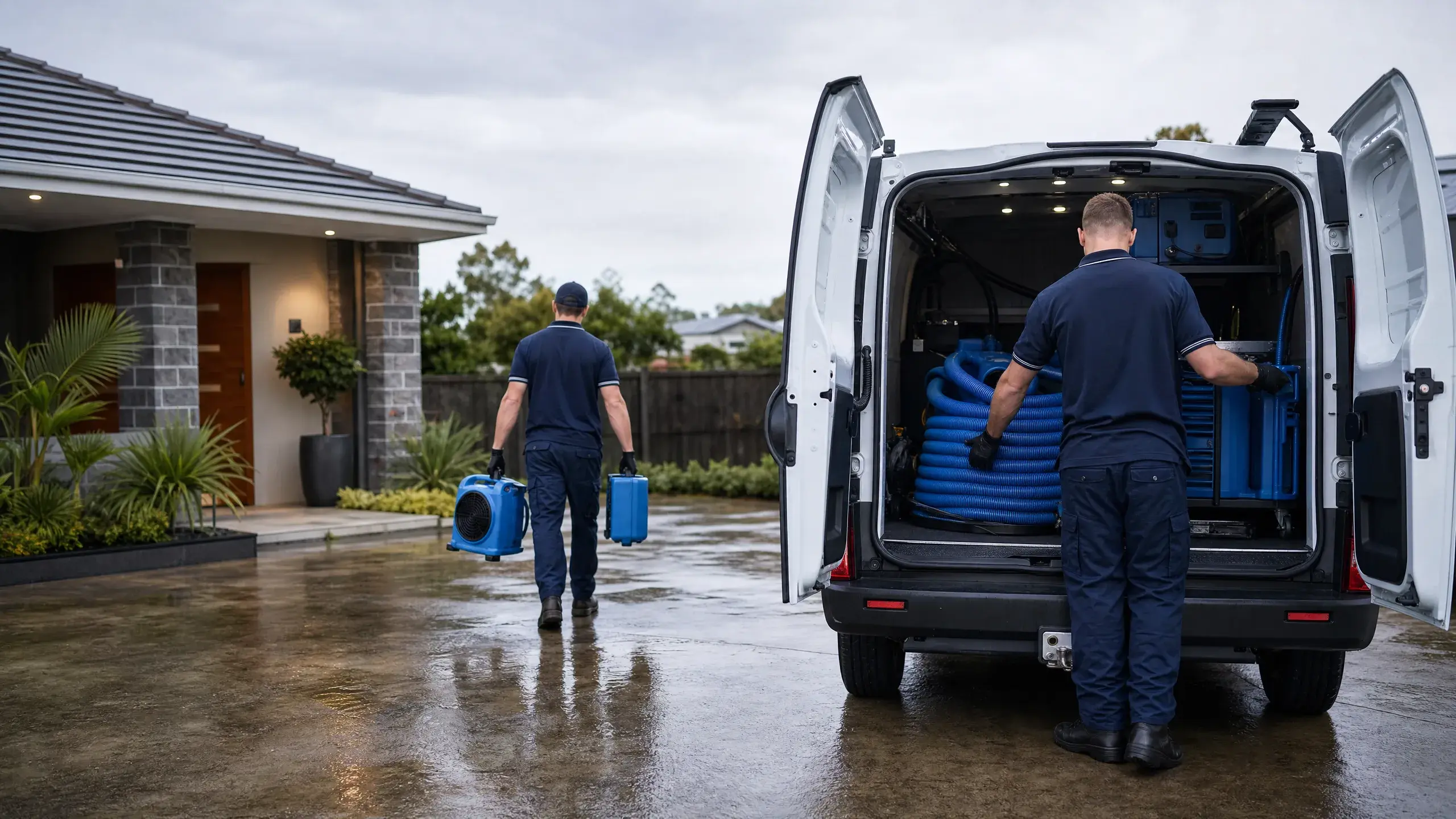 A DryX emergency response team arriving on site